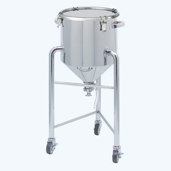 HTBV-CTH｜クリップ密閉（CTH）蓋の脚付ホッパー型ステンレス容器（タンク底ボールバルブ）