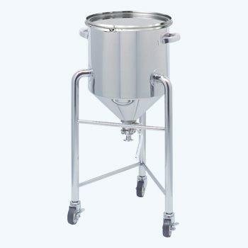 HTBV-CTL｜レバーバンド密閉（CTL）蓋の脚付ホッパー型ステンレス容器（タンク底ボールバルブ）