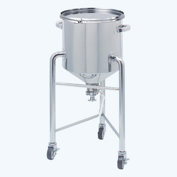 HTTBV-CTL 脚付ホッパー型ステンレス容器 120°・タンク底ボールバルブ｜レバーバンド密閉蓋