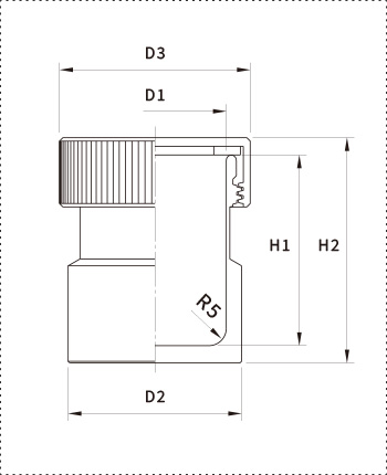 PSS小容量スクリュートップボトルの寸法図(20ml/50ml/100mlの主要寸法)