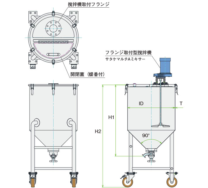 MU-HTB攪拌容器ユニット 製品仕様図