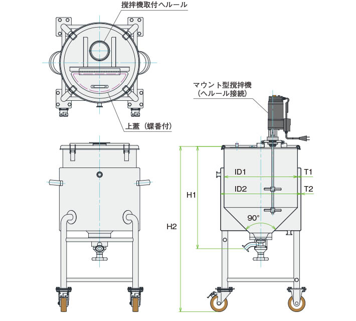 MU-HTBJ攪拌容器ユニット 製品仕様図