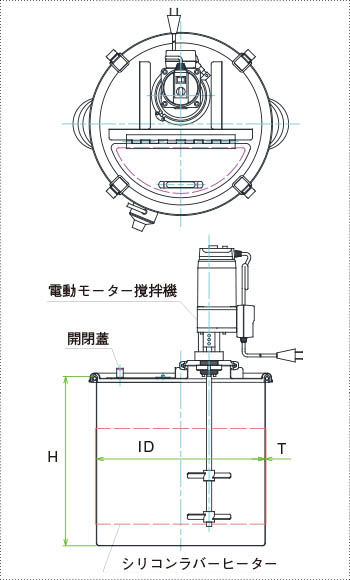 MU-SH加熱・攪拌容器ユニットの図面