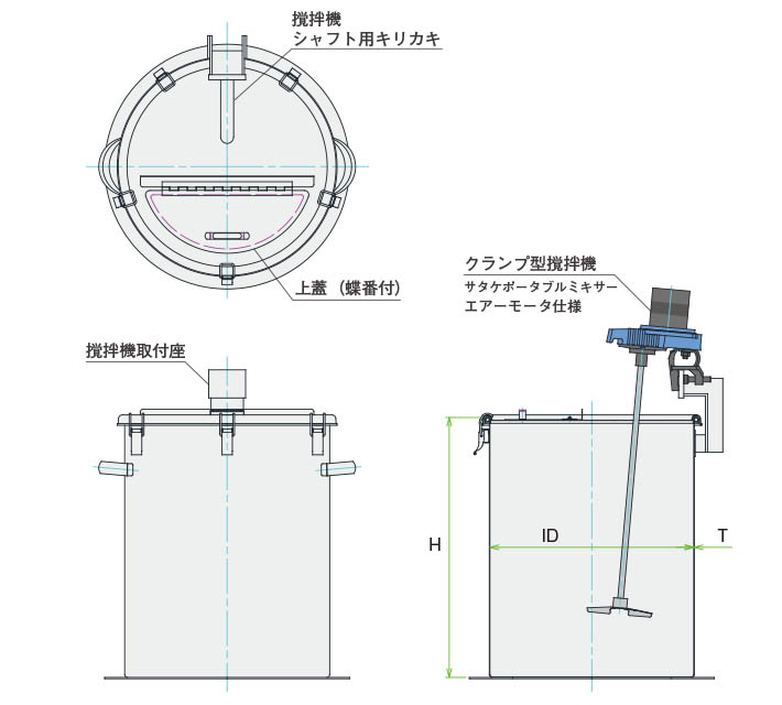 MUA-N攪拌容器ユニット製品仕様図