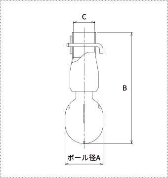 SM-P スプレーボール/SM-P-A 取付ヘルールアダプターの仕様図(ボール径・全長・接続サイズ・材質)