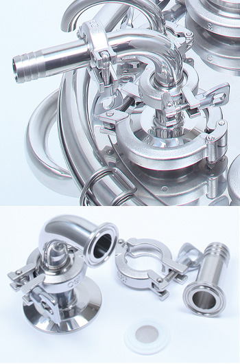 VF サニタリーエアベントフィルターの使用例(密閉容器の排出時に吸気・圧力バランスを確保)