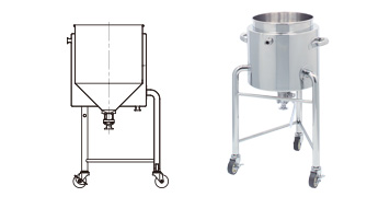 HTBVJ ジャケット脚付ホッパー容器・タンク底ボールバルブ（20L～300L）