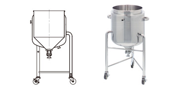 HTPJ-BV 耐圧ジャケット脚付ホッパー容器・タンク底ボールバルブ（20L～300L）