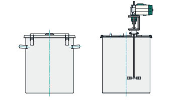 MU-HE型 攪拌ユニット容器（スリーワンモータ・マウント型、35L〜100L）