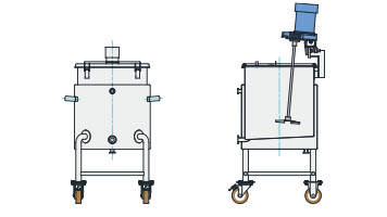 MU-KTLJ-N型 温調・攪拌ユニット容器 ジャケット脚付スロープ容器（クランプ型、35L～200L）