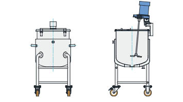MU-DTJ-N型 温調・攪拌ユニット容器 ジャケット脚付鏡板容器（クランプ型、35L～500L）