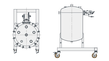 PVOL-YK型ステンレス脚付フランジオープン加圧容器・バランサー開閉（20L～200L）